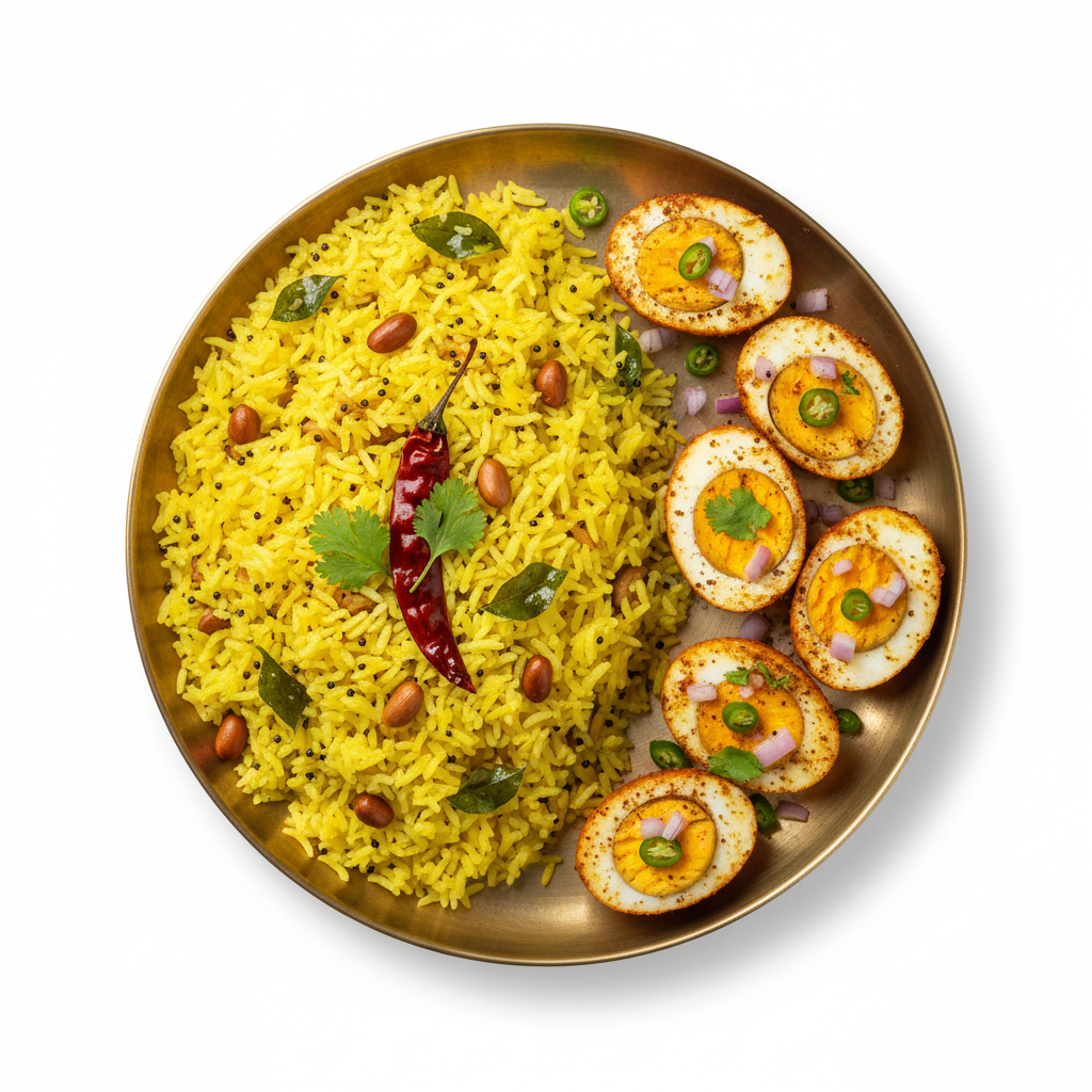 Lemon Rice with Boiled Egg Fry