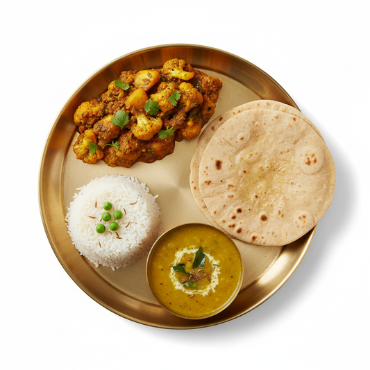 Gobi Aloo + 3 Rotis + Rice + Dal