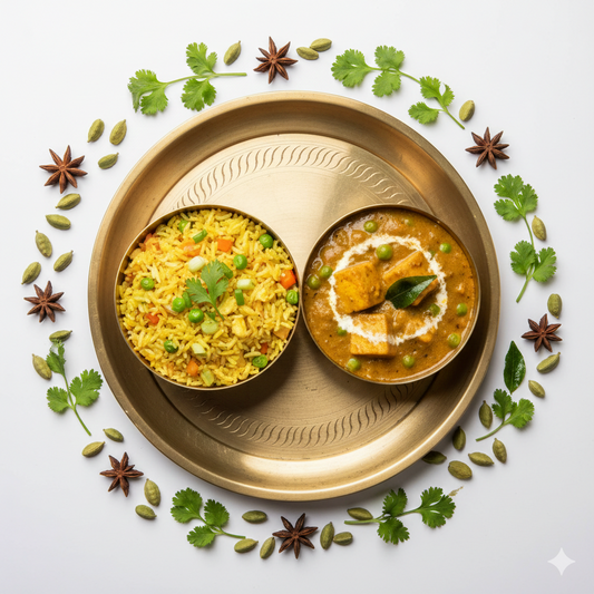 Fried Rice with Matar Paneer Kurma
