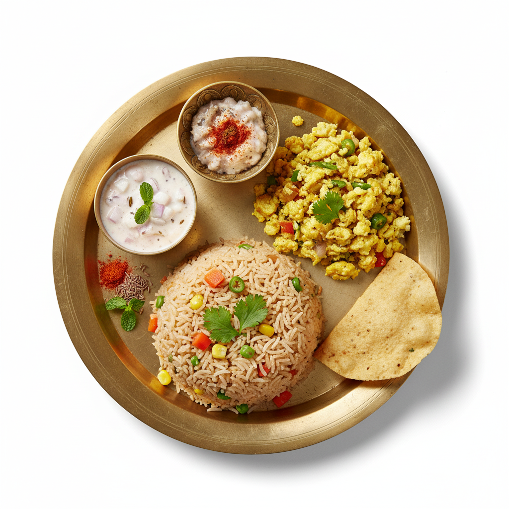 Veg Fried Rice with Egg Bhurji