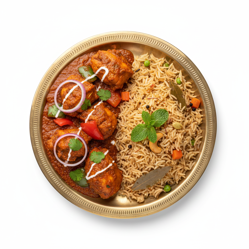 Kadhai Chicken with Pulao