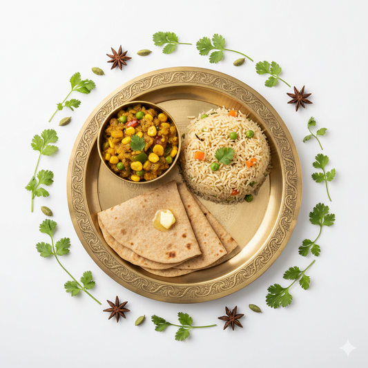 Corn Capsicum Sabji with Roti &ampVeg Pulao
