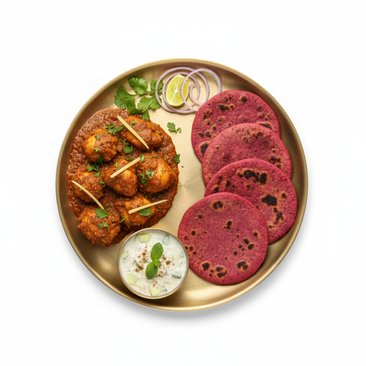 Chicken Fry Masala with Beetroot Roti
