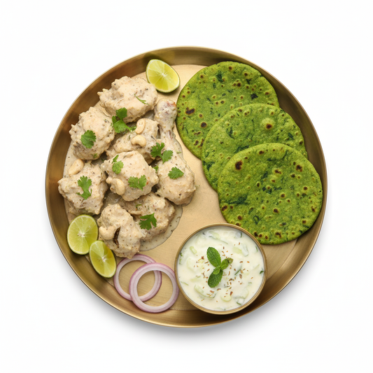 Afghani Chicken with Spinach Roti